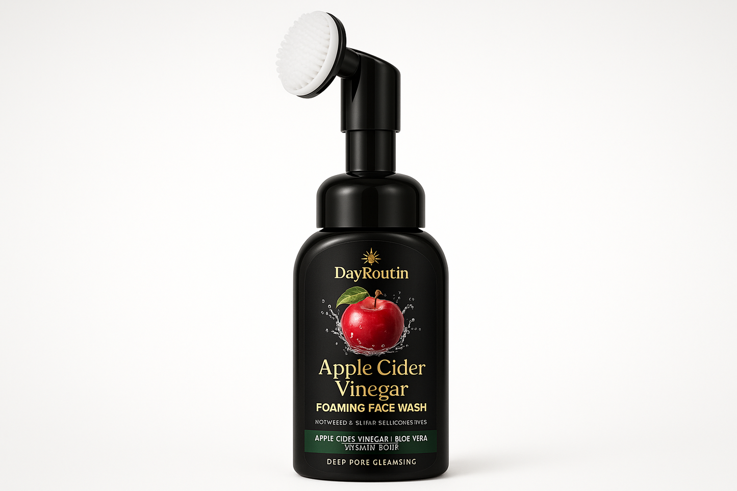 DayRoutin Apfelessig Foaming Face Wash mit Silikonbürste – Tiefenreinigung & Porenklärung, mit Aloe Vera & Vitaminen, vegan & frei von Parabenen